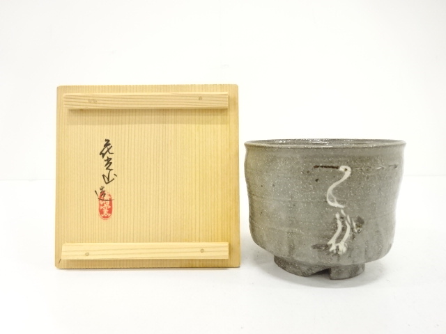 JAPANESE TEA CEREMONY / KYO WARE TEA CHAWAN / CRANE